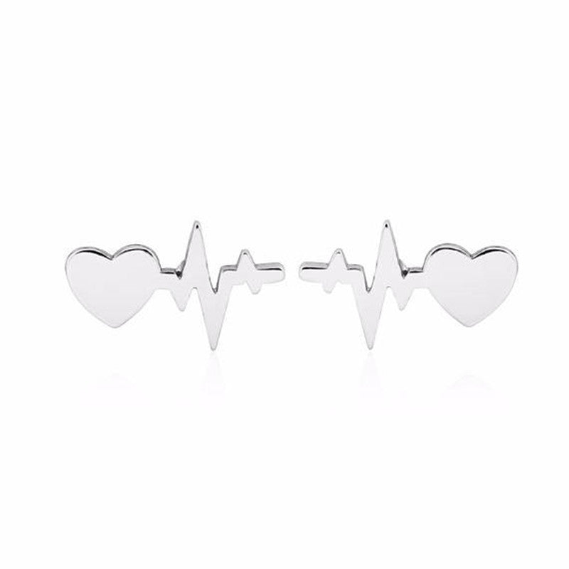 ECG Peach Heart Earrings