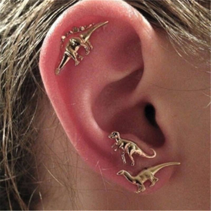 Earrings Gold Plated Silver Dinosaur Little Monster Earrings Wholesale