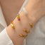Elegant 18K Gold Plated Stainless Steel Open Bangle with Rhinestones