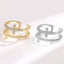 Elegant Double Layer Zircon Cross Open Ring in Sterling Silver Plating