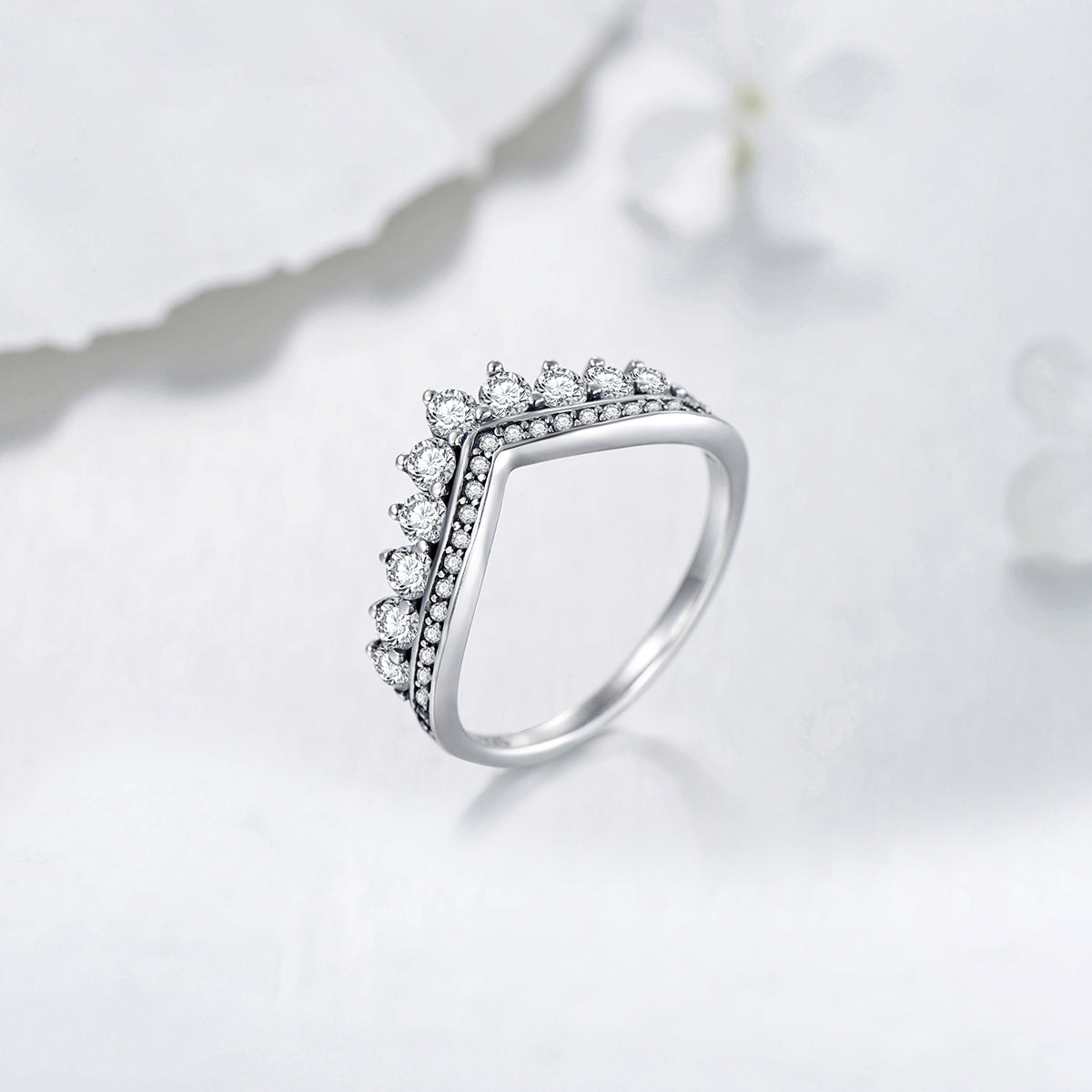 Elegant Crown Sterling Silver Plating Inlay Zircon Rings
