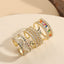 Elegant Geometric 14K Gold Plated Zircon Open Ring