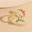 Elegant Geometric Zircon 14K Gold Plated Open Ring