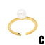 Elegant Geometric Heart Shape Copper Gold Plated Artificial Pearls Zircon Open Ring 1 Piece