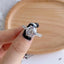 Elegant Geometric 925 Sterling Silver Zircon Ring with Aurora Cut 6-Prong Design