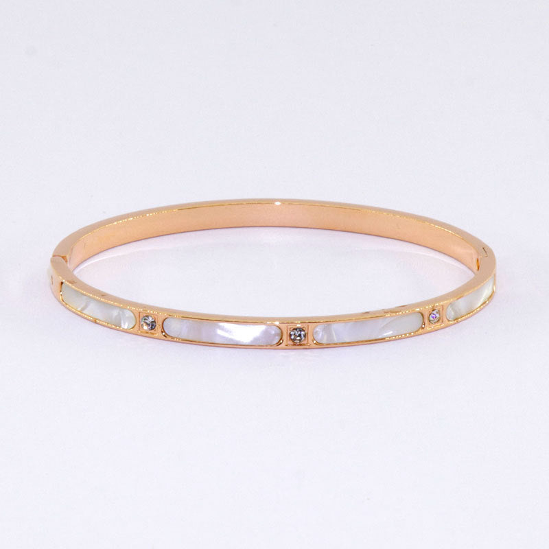 Elegant Geometric Rose Gold Plated Titanium Steel Shell Bangle Bracelet