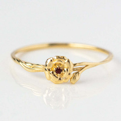 Elegant Glam Vintage Adjustable December Birthstone Flower Gold Plated Ring