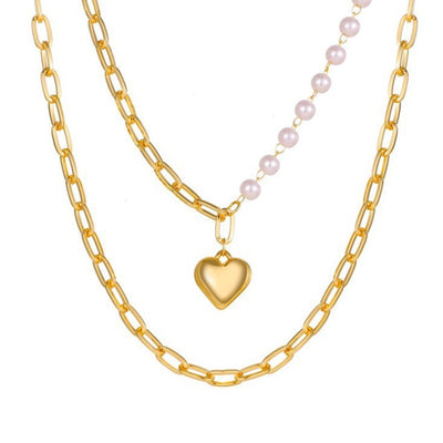 Elegant Heart Shape Imitation Pearl Alloy Women'S Necklace 1 Piece