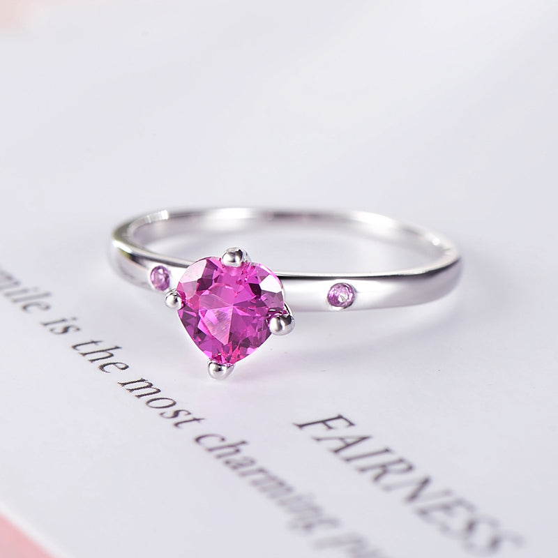 Elegant Heart Shape Zircon Inlay Sterling Silver Ring