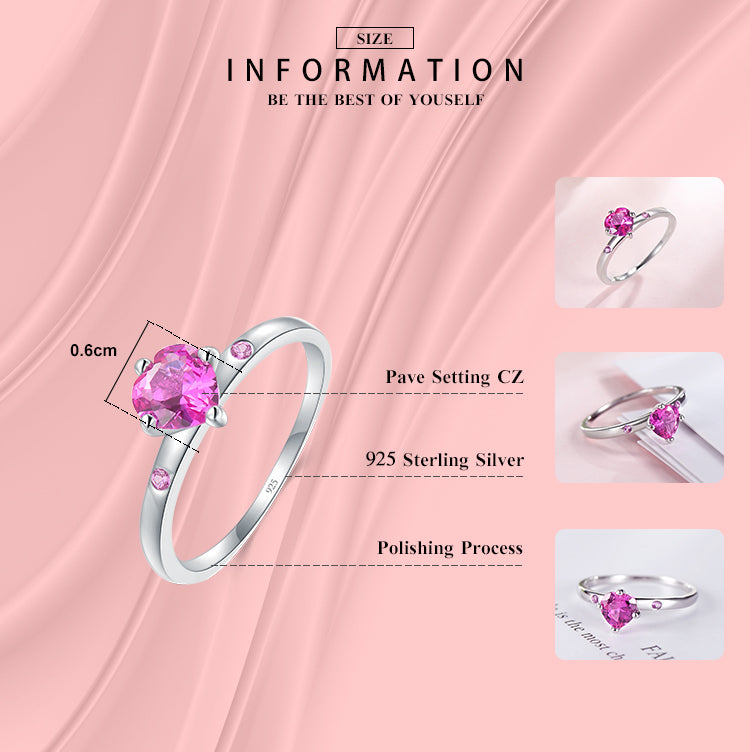 Elegant Heart Shape Zircon Inlay Sterling Silver Ring