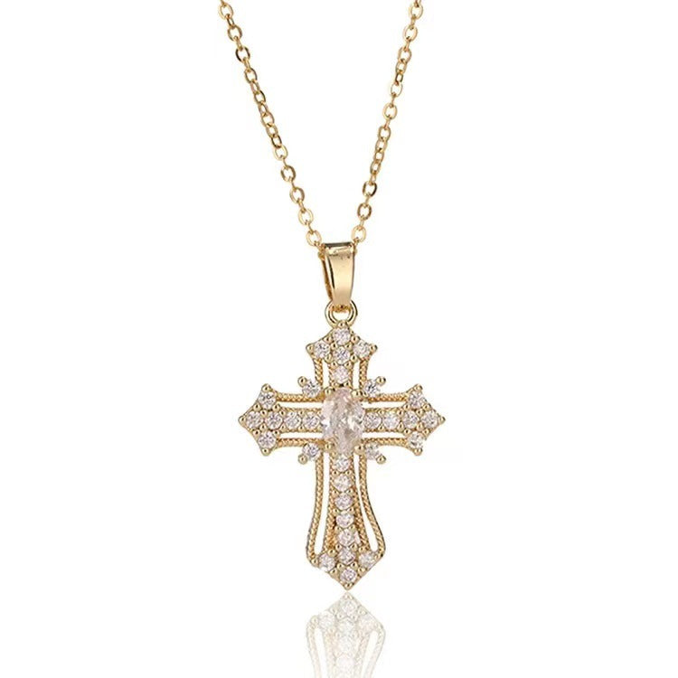 Elegant Lady Cross Zircon Alloy Wholesale Pendant Necklace