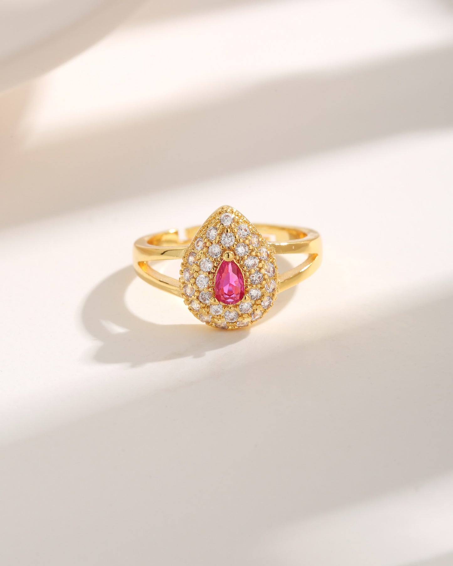 Elegant Angel's Eye Square Zircon 18K Gold Plated Open Ring