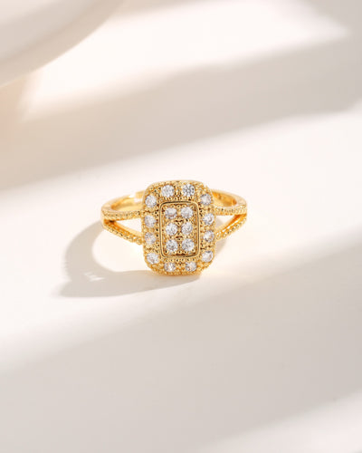 Elegant Angel's Eye Square Zircon 18K Gold Plated Open Ring