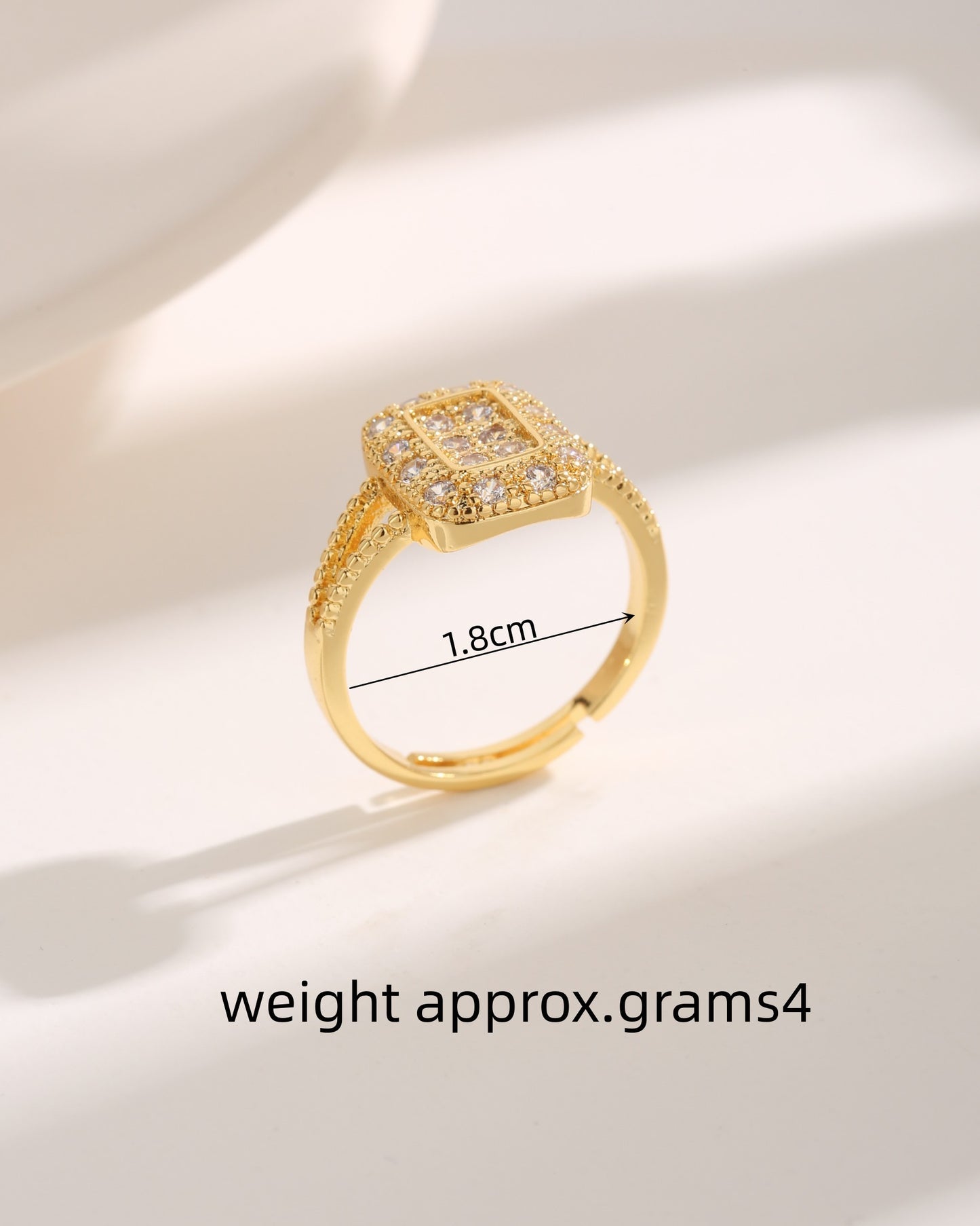 Elegant Angel's Eye Square Zircon 18K Gold Plated Open Ring