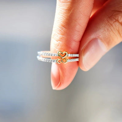 Elegant Infinity Heart Sterling Silver Plated Ring Set