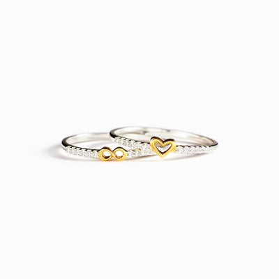 Elegant Infinity Heart Sterling Silver Plated Ring Set