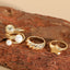 Elegant Geometric Star 14K Gold Plated Open Ring with Artificial Pearls