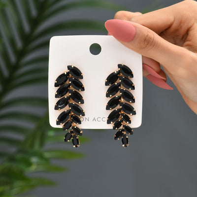 Elegant Leaf Crystal Inlay Copper Alloy Drop Earrings for Women