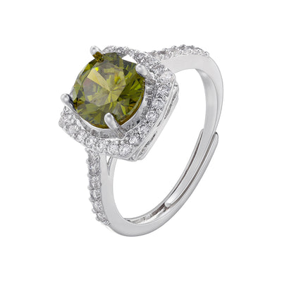 Elegant Luxurious 18K Gold Plated Zircon Adjustable Square Ring