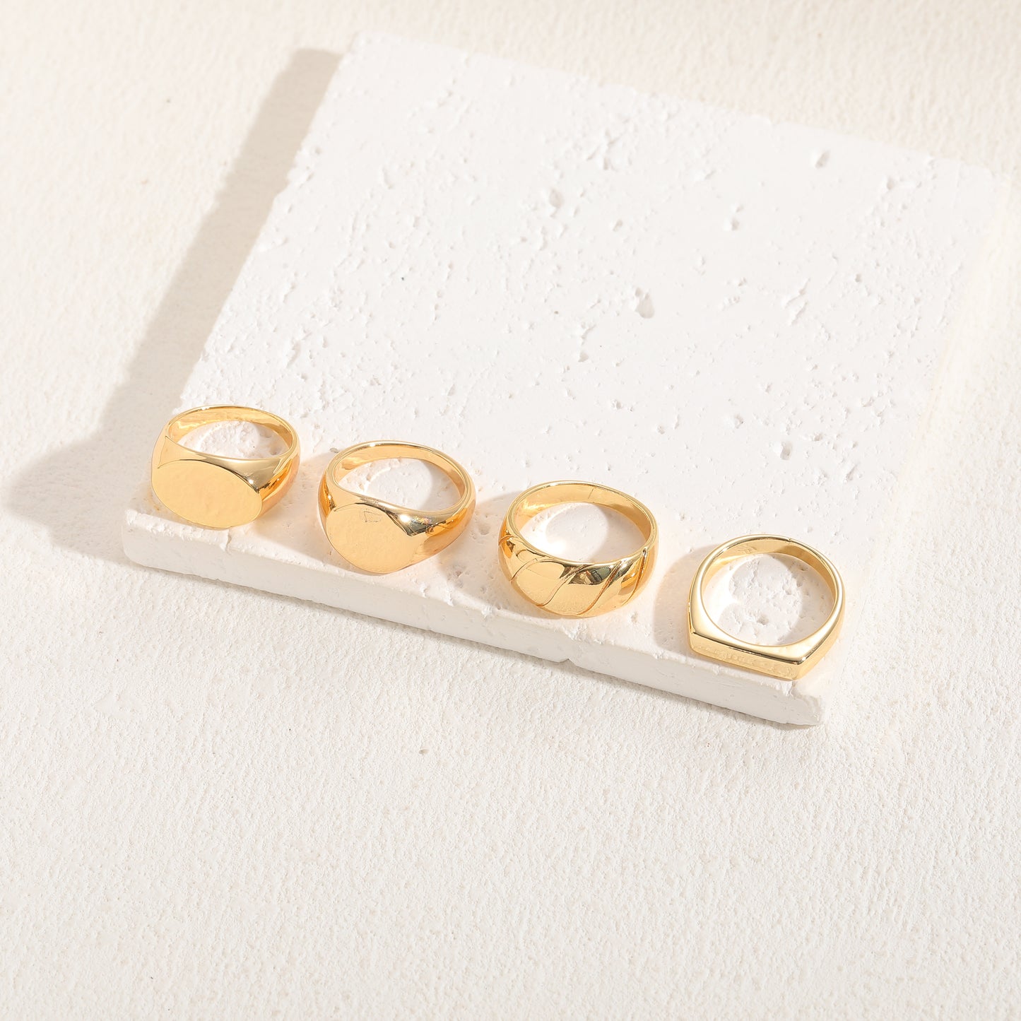 Elegant Geometric 14K Gold Plated Open Rings