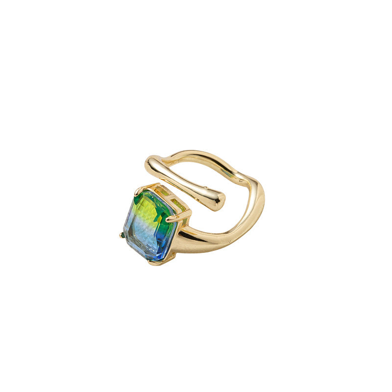 Elegant 14k Gold Plated Zircon Inlay Ring for Women