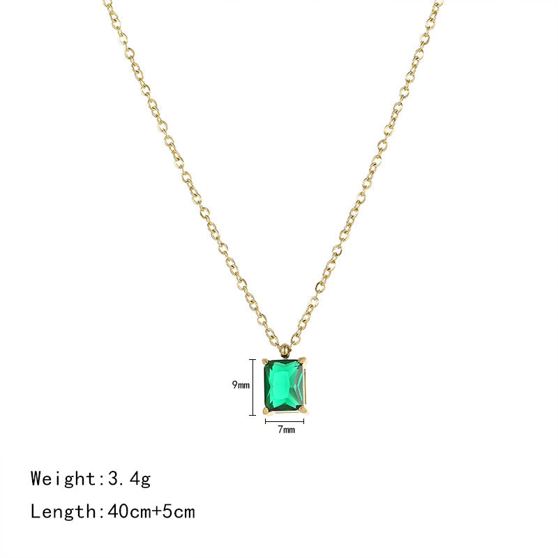 Elegant Minimalist Stainless Steel Rhinestone Pendant Necklace