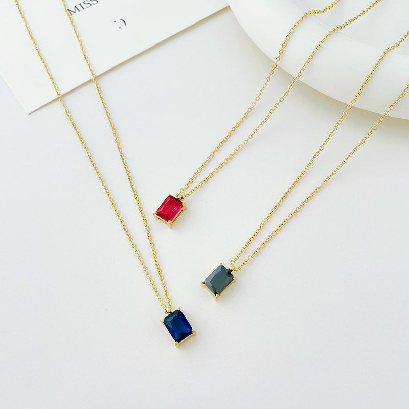 Elegant Minimalist Stainless Steel Rhinestone Pendant Necklace