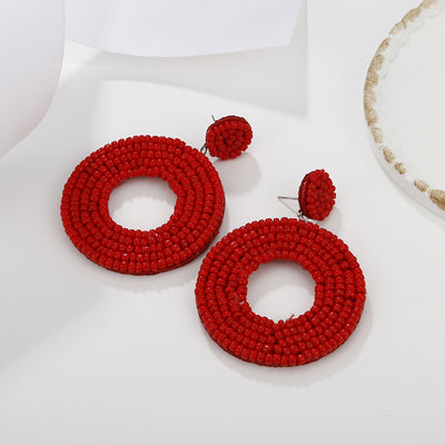 Ethnic Retro Color Miyuki Beads Color Matching Hollow Earrings