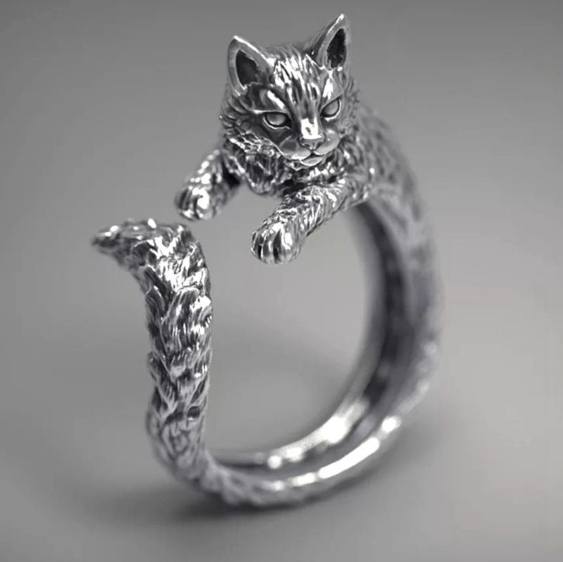 Ethnic Animal Alloy Adjustable Cat and Dog Unisex Ring