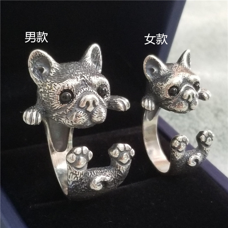 Ethnic Animal Alloy Adjustable Cat and Dog Unisex Ring