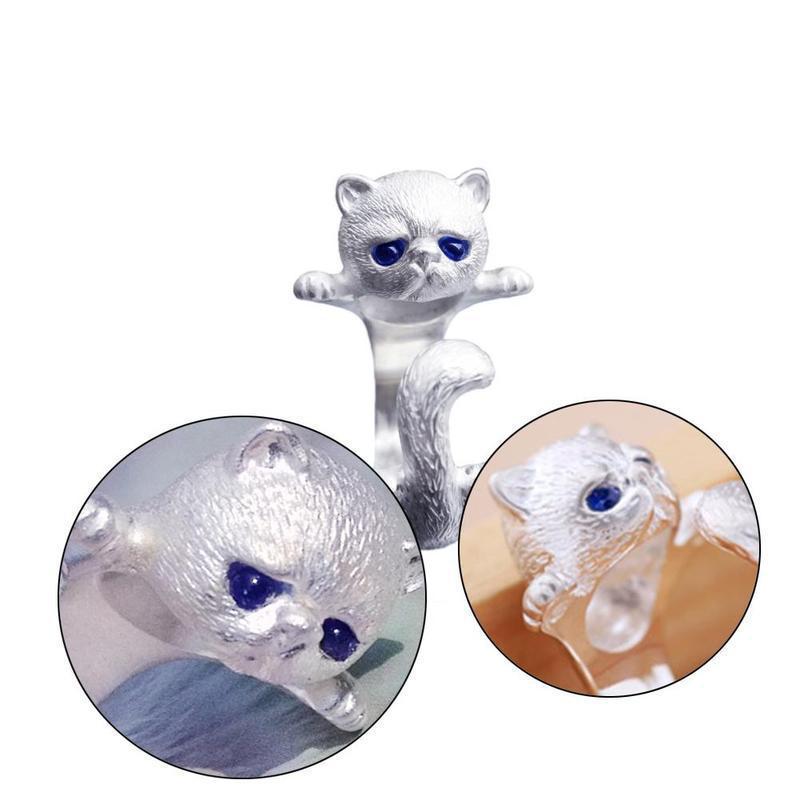 Ethnic Animal Alloy Adjustable Cat and Dog Unisex Ring