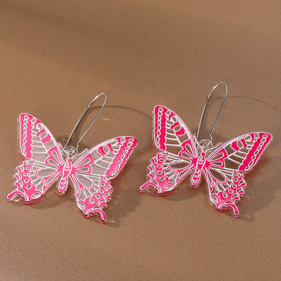 Ethnic Butterfly Resin Acrylic Statement Drop Earrings for Women