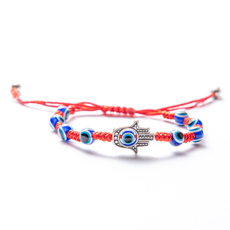 Ethnic Style Devil'S Eye Palm Cotton Thread Braid Unisex Bracelets 1 Piece