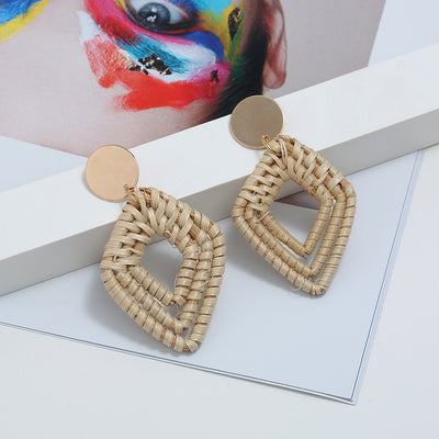 Ethnic Style Geometric Rattan Braid Women'S Drop Earrings 1 Pair