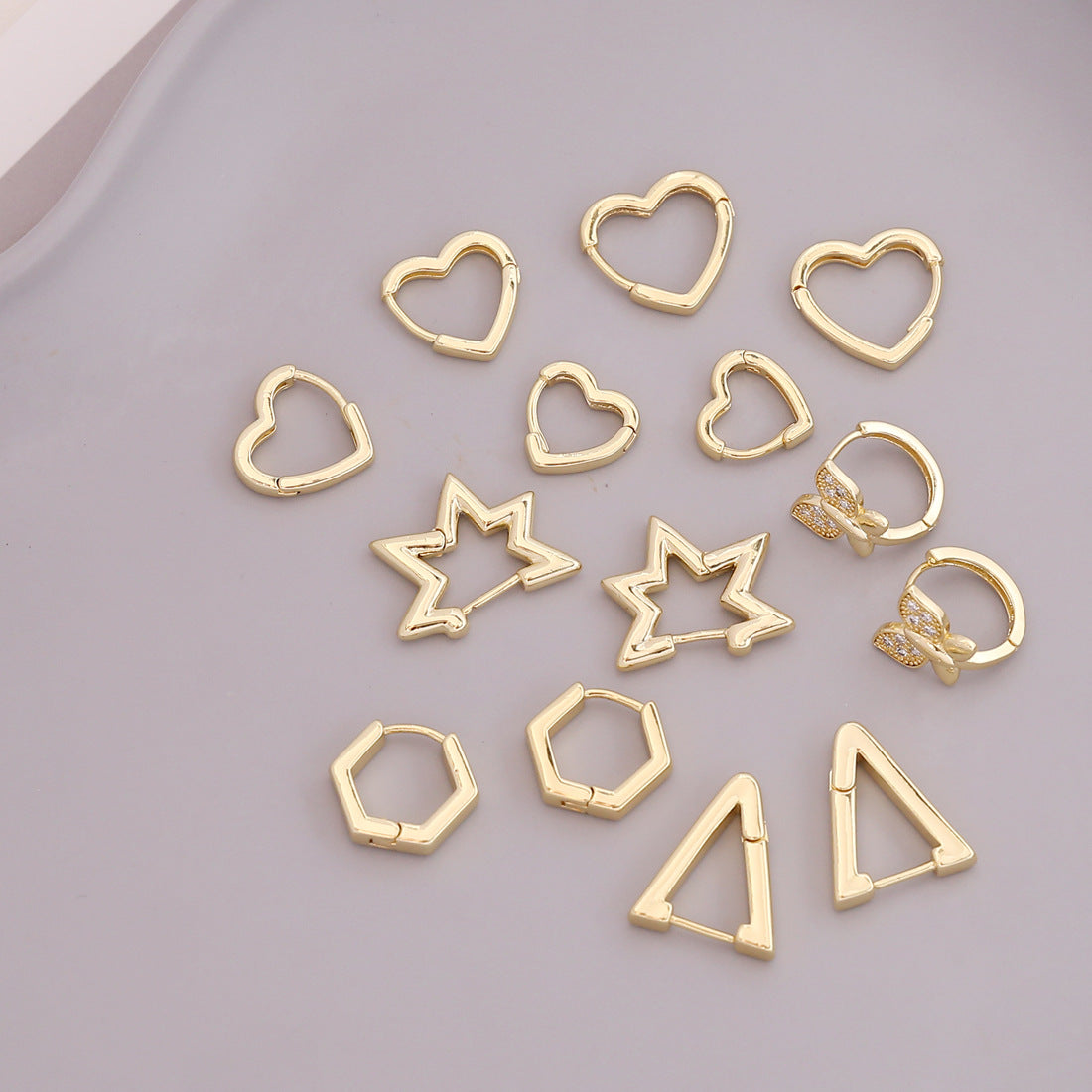 Geometric 18K Gold Gothic Stud Earrings for Nightclub