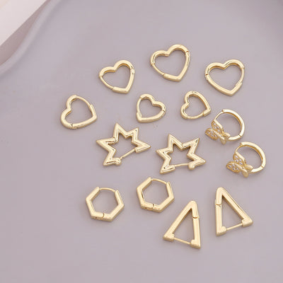 Geometric 18K Gold Gothic Stud Earrings for Nightclub