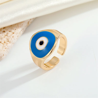 Vintage Retro Evil Eye Ring and Bracelet Set - Turkish Inspired Jewelry