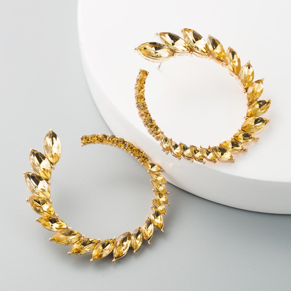 Vintage Colorful Rhinestone Hoop Earrings Set for Women