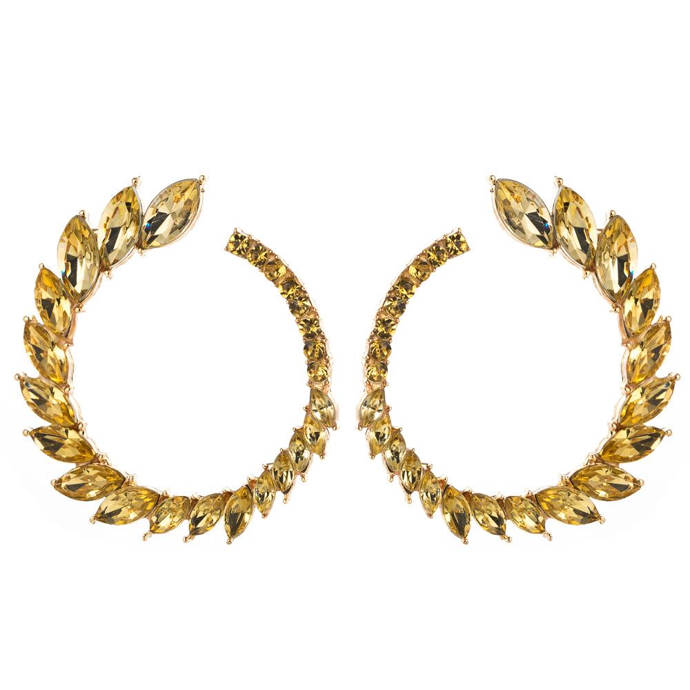 Vintage Colorful Rhinestone Hoop Earrings Set for Women
