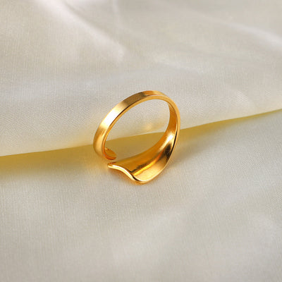 European And American 18K Gold-plated Stainless Steel Special-shaped Open Ring Geometric Ring