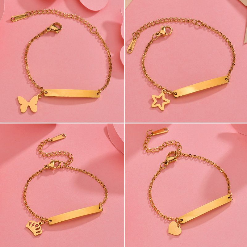 European American Creative Children's Engravable Stainless Steel Heart Bracelet