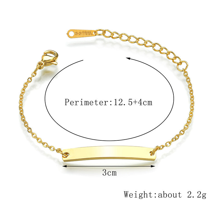 European American Creative Children's Engravable Stainless Steel Heart Bracelet