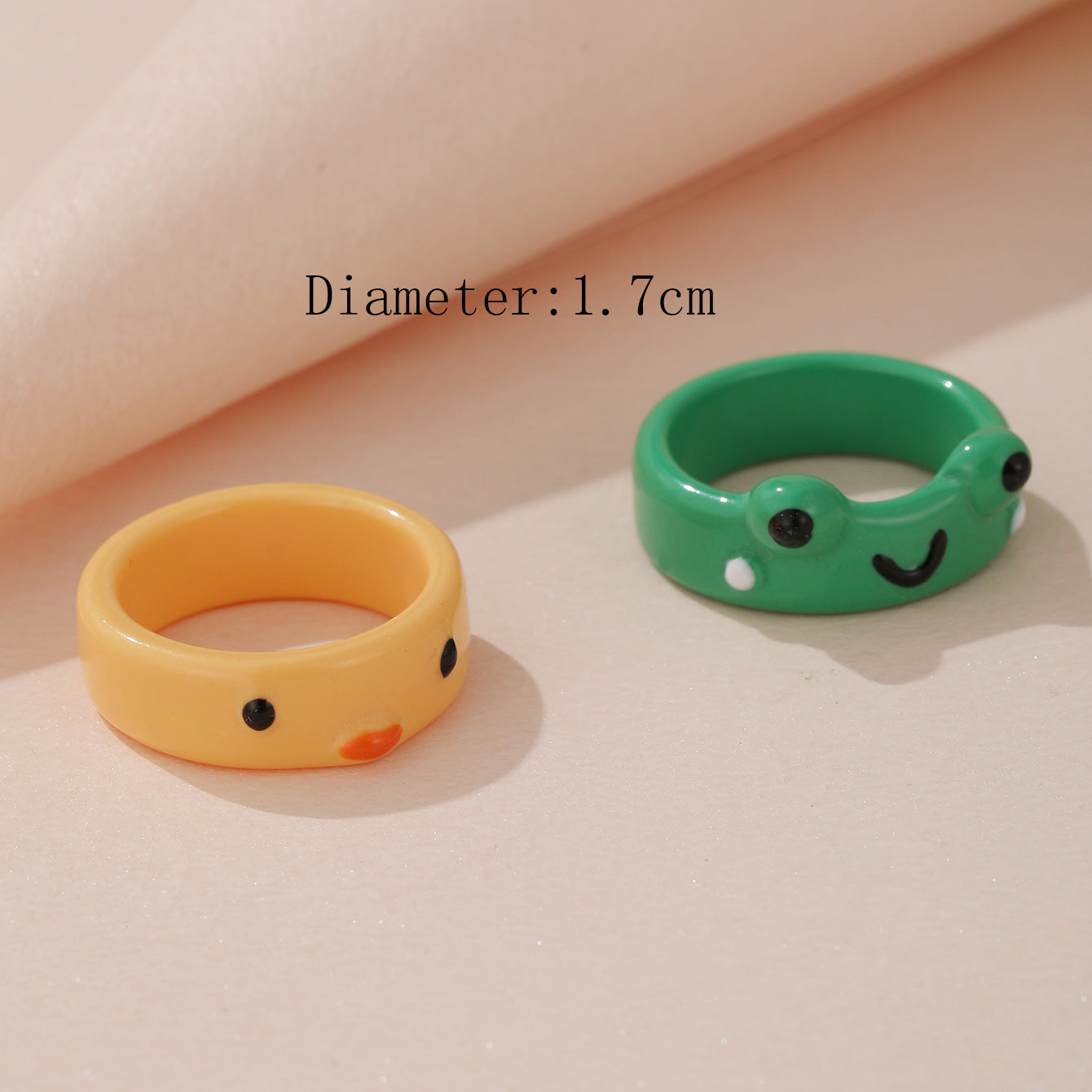 European American Cartoon Frog Resin Ring Set - Cute Creative Design for Women