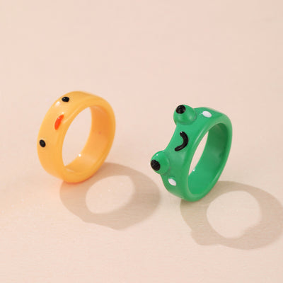 European And American Cross-border New Personality Cartoon Frog Ring Fashion Cute Frog Resin Ring