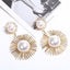 European And American Cross-border Popular Fashion Pearl Earrings Round Metal Hollow Flower Earrings Female Catwalk Style Earrings