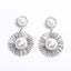 European And American Cross-border Popular Fashion Pearl Earrings Round Metal Hollow Flower Earrings Female Catwalk Style Earrings