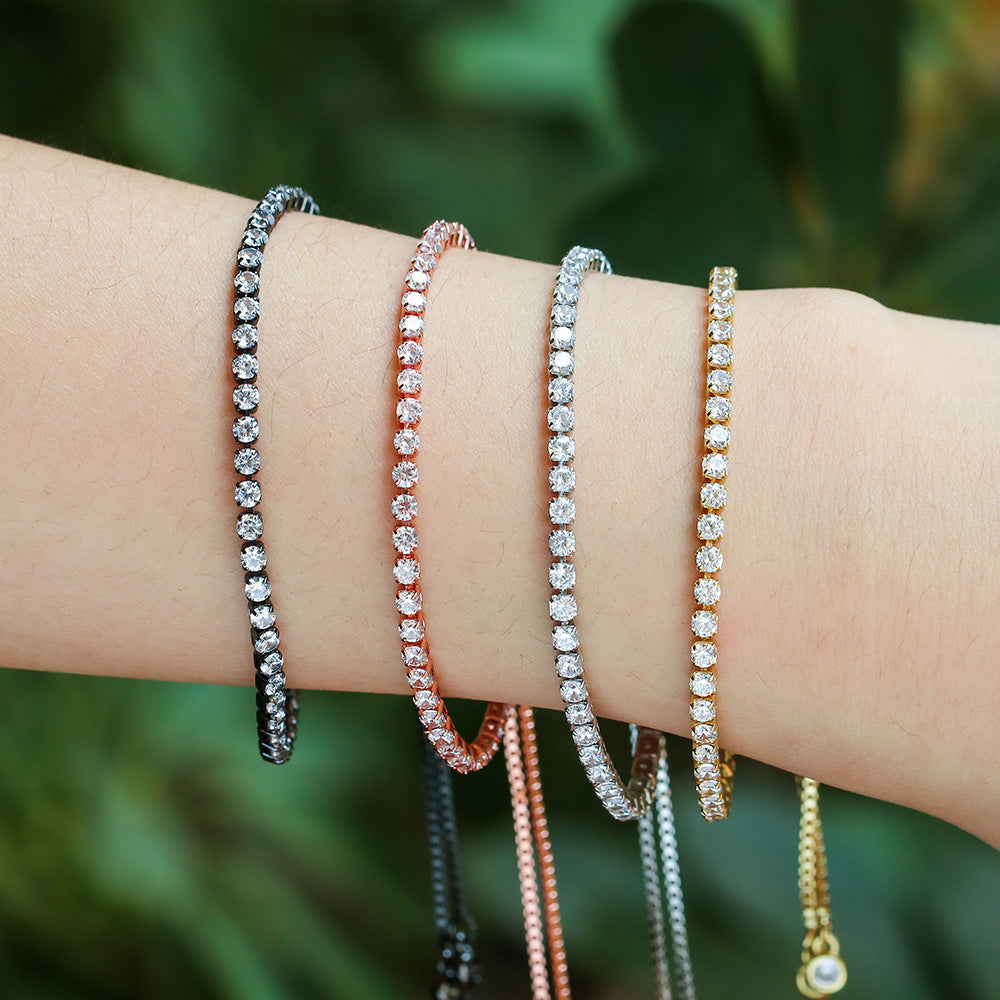 European American Fashion Zircon Multi-Color Adjustable Tennis Bracelet