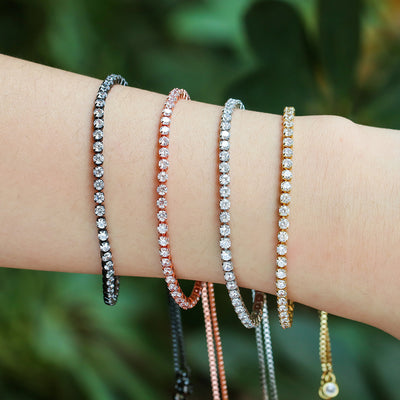 European American Fashion Zircon Multi-Color Adjustable Tennis Bracelet
