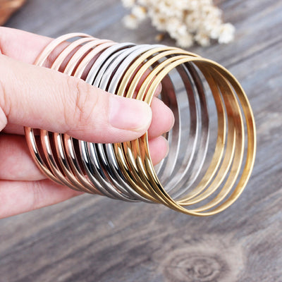 European Fashion Multicolor Round Titanium Steel Women's Bangle Bracelet