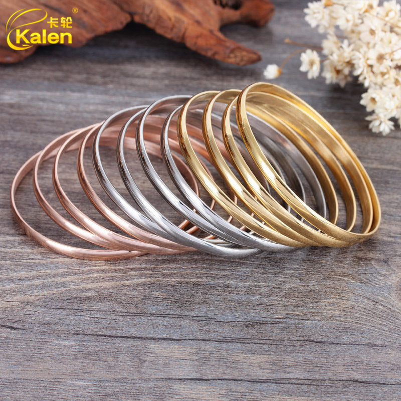 European Fashion Multicolor Round Titanium Steel Women's Bangle Bracelet